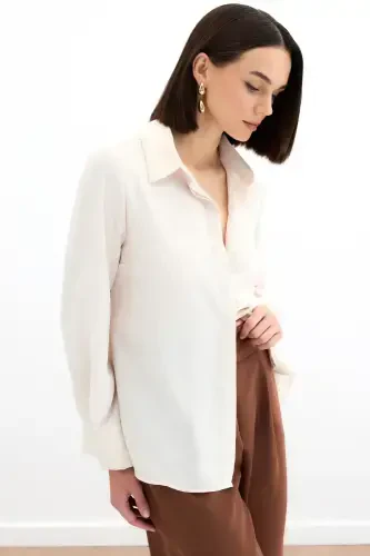 Klassik tekis ko'ylak - Bej-BEJ - 6