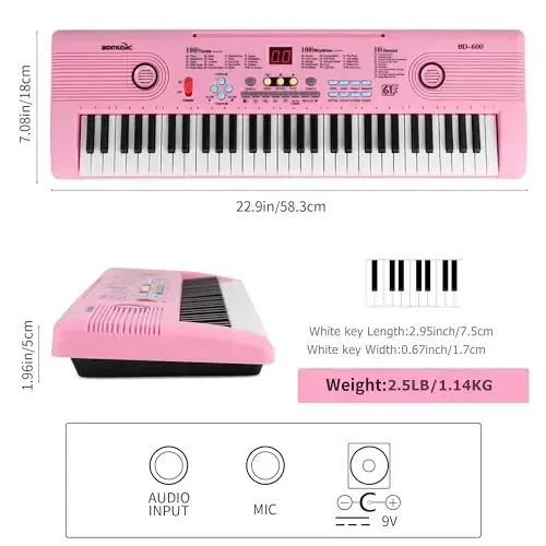 Klaviatura Pianino 61 kalitli Elektr Digital Pianino Musiqa klaviaturasi w/Mikrofon Portativ Pianino Bolalar yangi Boshlanuvchilar Tug'ilgan kun Rojdestvo Sovg'alari Pushti - 6