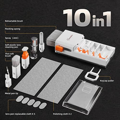 Keyboard Cleaner Laptop Cleaning Kit, All-in-One Keyboard Cleaning Kit, Laptop Cleaner Tool for MacBook iPad iPhone Computer, Portable Electronics Brush Tool for Tablet PC Camera Lens Earbuds Monitor - 5