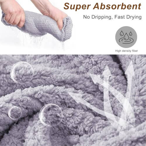 Kldnkig Soft Microfiber Hair Drying Towel Wrap, 5 Pack Elastic Hair Turbans for Fast Drying, Ideal for Women, Curly Wet Hair - 6