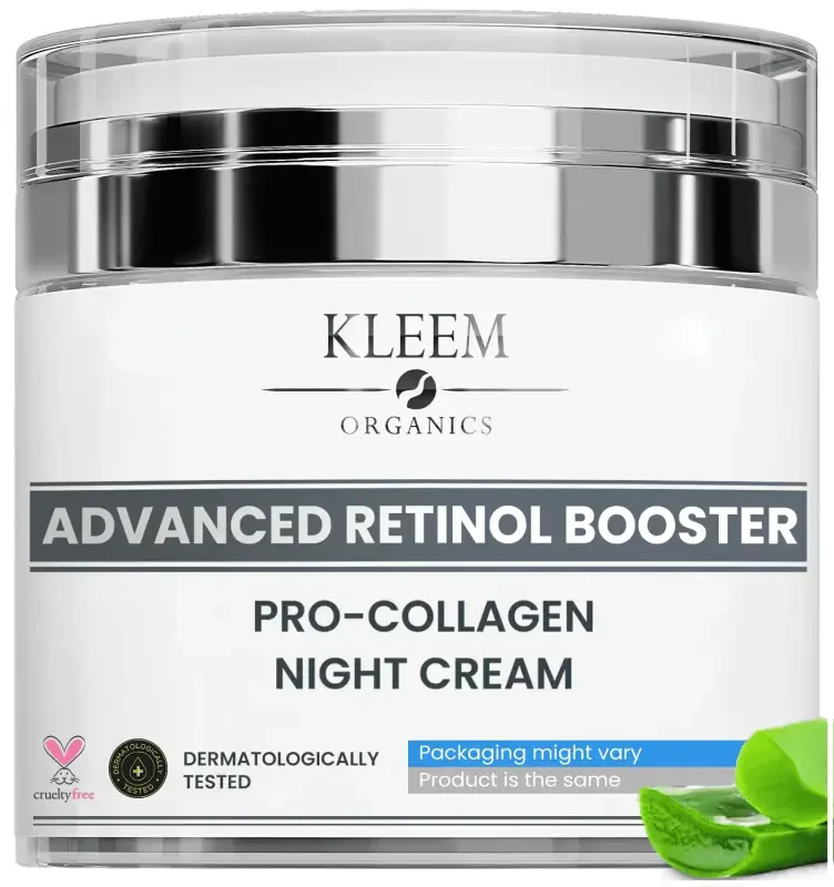 Kleem Organics Retinol Night Cream with Hyaluronic Acid & Collagen- Anti Aging Face Moisturizer to Reduce Wrinkles, Fine Lines, Age Spots -1.7 fl. oz - 1