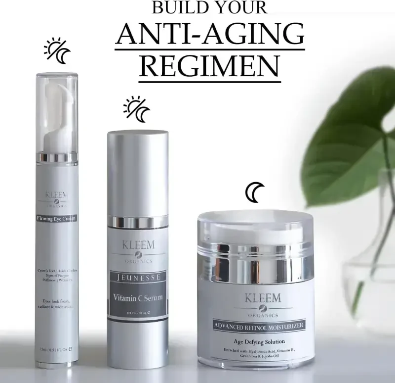 KLEEM ORGANICS Увлажняющий крем с ретинолом - антивозрастной крем для уменьшения морщин, темных пятен и повреждений от солнца - Лучшее для лица, шеи и декольте с 2,5% ретинола и гиалуроновой кислоты - Лучшие результаты через 6 недель - 7