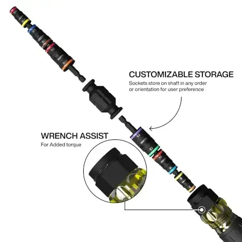 Klein Tools 32914HD 14-in-1 Impact Rated Flip Socket Set, SAE and Metric Sizes, Magnetic Socket Set with 12 Hex Drivers and Bit Holder, Cushion-Grip Handle - 2