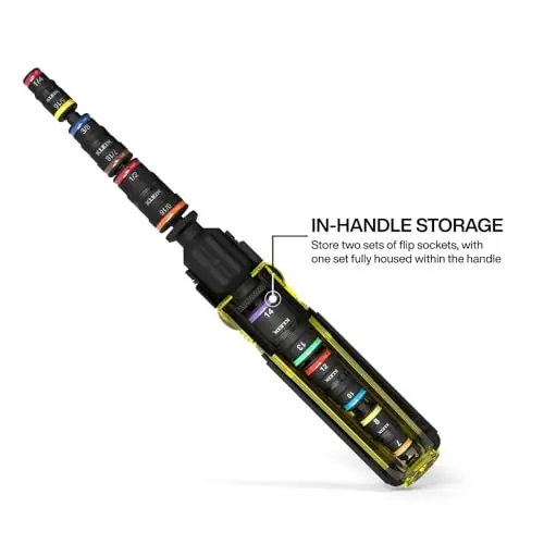 Klein Tools 32914HD 14-in-1 Impact Rated Flip Socket Set, SAE and Metric Sizes, Magnetic Socket Set with 12 Hex Drivers and Bit Holder, Cushion-Grip Handle 