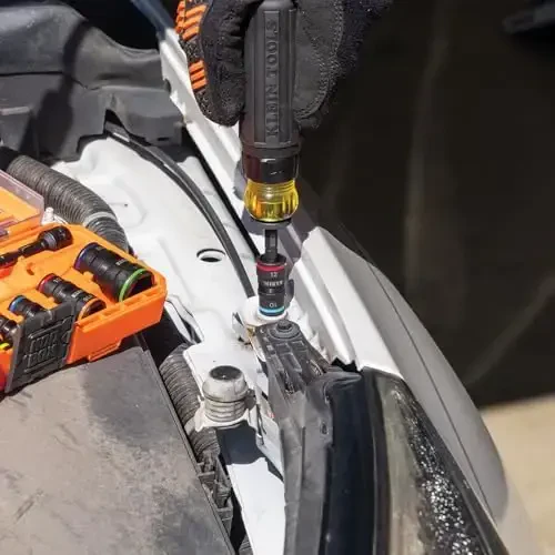 Klein Tools 65242 KNECT Impact Socket Set, Ratcheting Screwdriver Set, 1/4-Inch Drive, 4 SAE and 4 Metric Flip Sockets, 16 Hex Sizes, Adapters, MODbox Case - 4