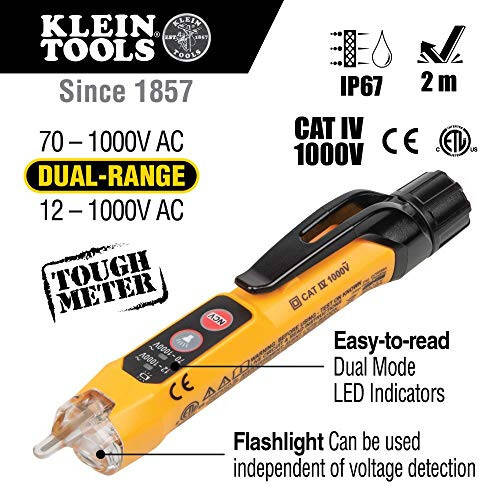 Klein Tools CL120VP Electrical Voltage Test Kit with Clamp Meter, Three Testers, Test Leads, Pouch and Batteries - 5