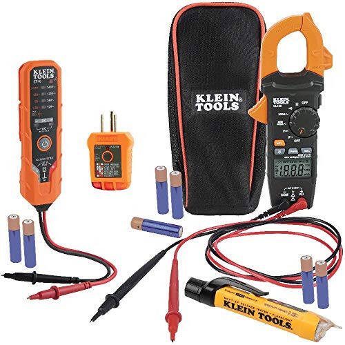 Klein Tools CL120VP Electrical Voltage Test Kit with Clamp Meter, Three Testers, Test Leads, Pouch and Batteries - 1