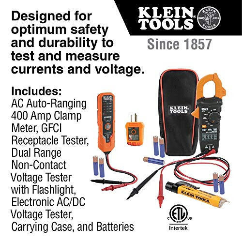 Klein Tools CL120VP Elektrik Voltaj Test Seti, Kelepçe Ölçer, Üç Test Cihazı, Test Kabloları, Çanta ve Piller - 2