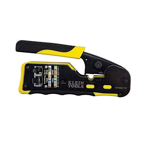 Klein Tools VDV226-110 Klipli Modulli Ma'lumotlar Kabelini Qisish / Simni Tozalash / Simni Kesish RJ11/RJ12 Standarti, RJ45 O'tish Ulagichlari Uchun - 1