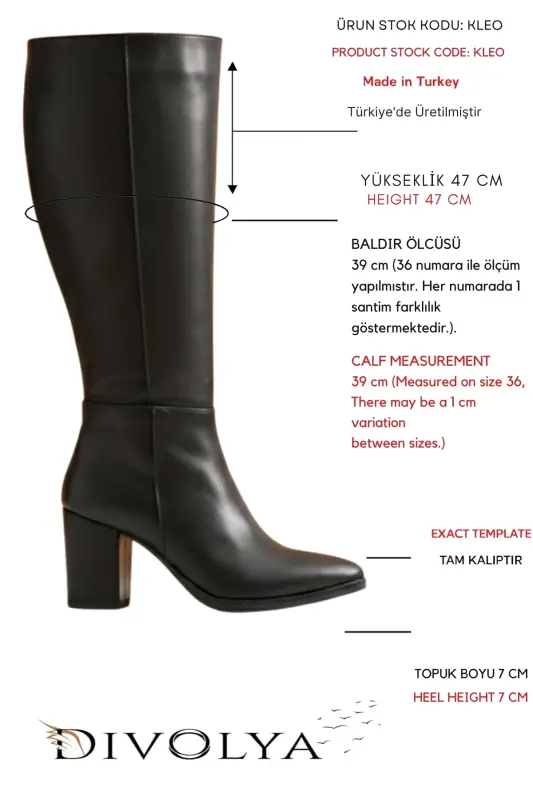 Kleo Black Leather Heeled (7cm) Side Zipper Everyday Boots - 2