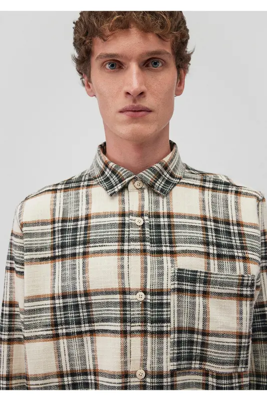 Клетчатая бежевая рубашка Regular Fit / Normal Kesim 02112 - 6