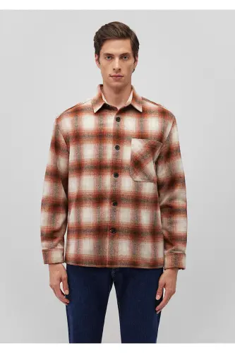 Клетчатая коричневая рубашка Loose Fit / Свободный крой - 3