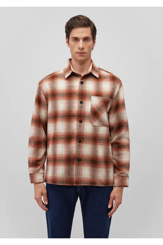 Клетчатая коричневая рубашка Loose Fit / Свободный крой - 3
