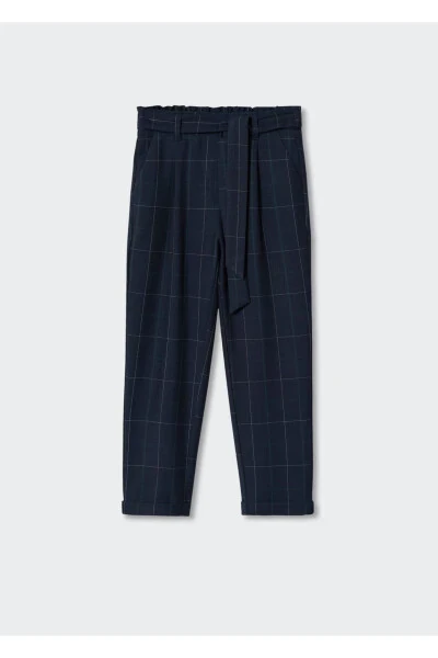 Клетчатые брюки с поясом - 3