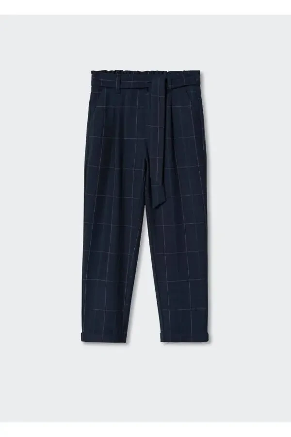 Клетчатые брюки с поясом - 3