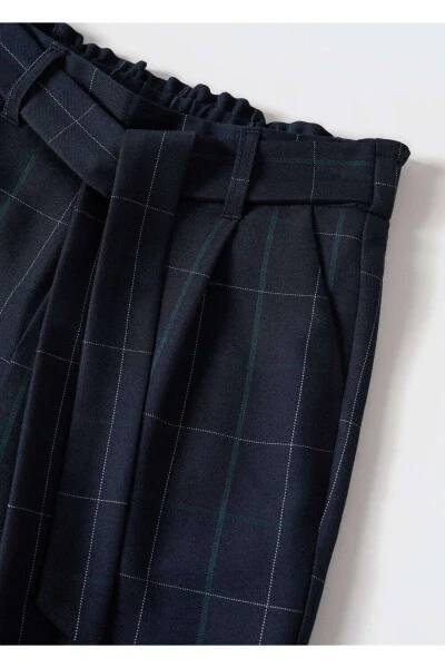 Клетчатые брюки с поясом - 5