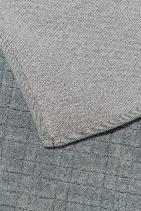 Клетчатый набор из 2 банных ковриков - 100% хлопок-серый - 2