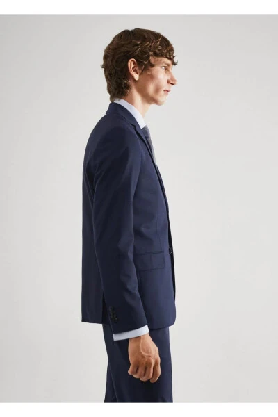 Клетчатый приталенный блейзер из шерсти - 5