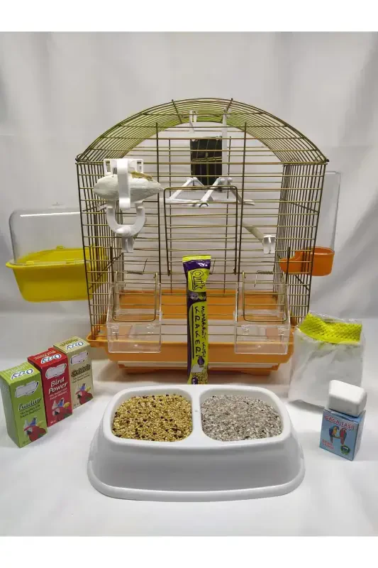 Клетка для попугая Eyni Petshop среднего размера с выдвижным ящиком и подарком 30x23x37.. Синяя крыша, окрашенная - 5