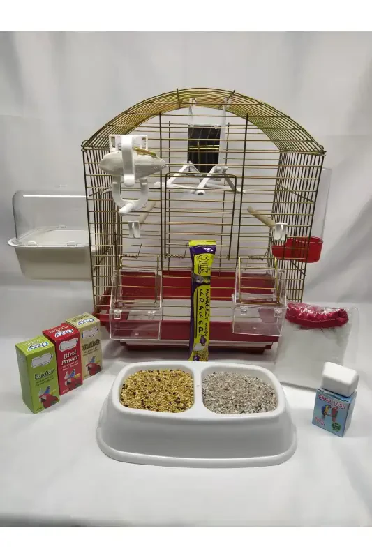 Клетка для попугая Eyni Petshop среднего размера с выдвижным ящиком и подарком 30x23x37.. Синяя крыша, окрашенная - 6