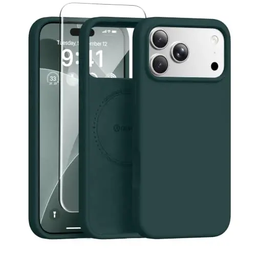 Клетка для телефона GONEZ, совместимая с iPhone 17 Pro Max, быстросъемный стабилизатор для видеосъемки с защитной пленкой для экрана, оливково-зеленый - 1