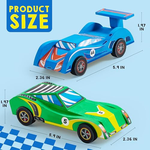 Klever Kits 4 DIY Wooden Race Cars-Build & Paint Your Own Wood Craft Kit, 4 Race Cars Toy, Easy to Assemble Arts Crafts Kit, Birthday Party Presents for Kids Boys and Girls - 3