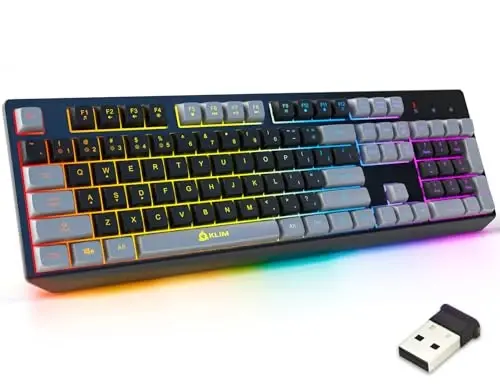 KLIM Chroma Wireless Keyboard – RGB Backlit Gaming, Rechargeable Battery, PC Keyboard, Durable & Water-Resistant, Compatible with PS4, PS5 & Mac - Black - 1