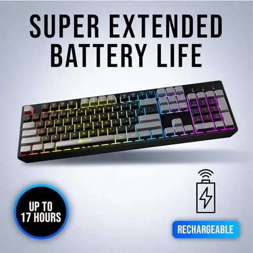 KLIM Chroma Wireless Keyboard – RGB Backlit Gaming, Rechargeable Battery, PC Keyboard, Durable & Water-Resistant, Compatible with PS4, PS5 & Mac - Black - 3