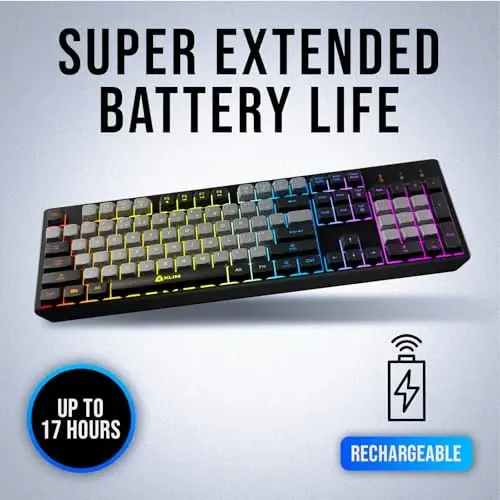 KLIM Chroma Wireless Keyboard – RGB Backlit Gaming, Rechargeable Battery, PC Keyboard, Durable & Water-Resistant, Compatible with PS4, PS5 & Mac - Black - 3