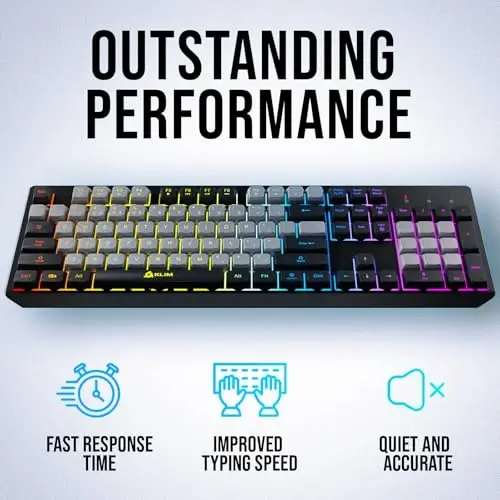 KLIM Chroma Wireless Keyboard – RGB Backlit Gaming, Rechargeable Battery, PC Keyboard, Durable & Water-Resistant, Compatible with PS4, PS5 & Mac - Black - 4