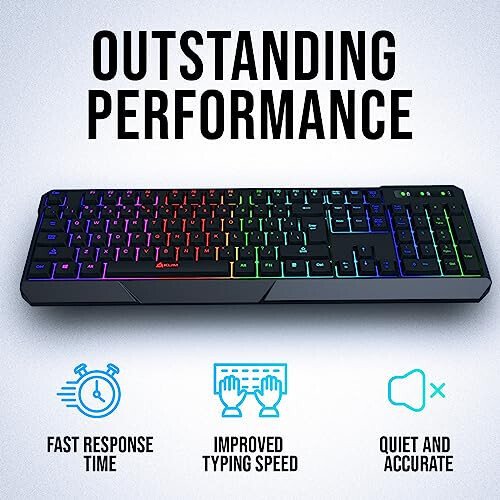 KLIM Chroma Wireless Keyboard – RGB Backlit Gaming, Rechargeable Battery, PC Keyboard, Durable & Water-Resistant, Compatible with PS4, PS5 & Mac - Black - 4