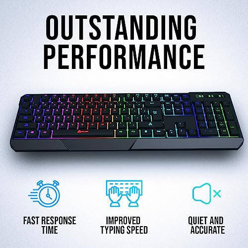 KLIM Chroma Wireless Keyboard – RGB Backlit Gaming, Rechargeable Battery, PC Keyboard, Durable & Water-Resistant, Compatible with PS4, PS5 & Mac - Black - 4