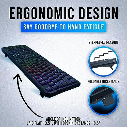 KLIM Chroma O'yin Klaviaturasi Simli USB - Yangi 2024 - Bardoshli Ergonomik Su o'tkazmaydigan Jim Yoritilgan - O'yin va Ofis uchun Ideal - Teclado Gamer - 2 ms Javob Vaqti - PC Noutbuk Mac PS4 PS5 - Qora - 3