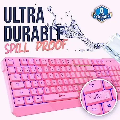 KLIM Chroma Pink Wireless Keyboard – RGB Backlit, Rechargeable Battery, Wireless Keyboard with Water-Resistant Durable Design, Compatible with PC, Mac, PS4, PS5 - 6