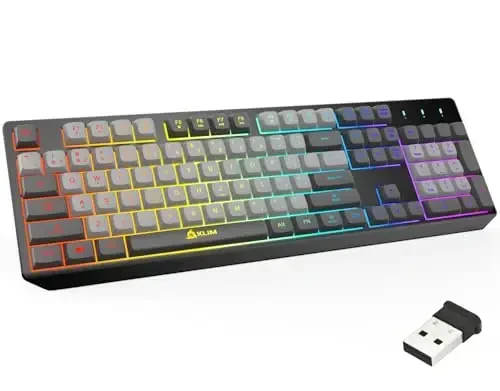 KLIM Chroma simsiz klaviatura – RGB yoritgichli oʻyin klaviaturasi, qayta zaryadlanuvchi batareya, kompyuter klaviaturasi, bardoshli va suvga chidamli, PS4, PS5 va Mac bilan mos keladi - qora - 1