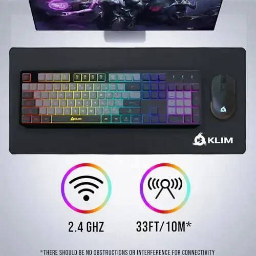 KLIM Chroma simsiz klaviatura – RGB yoritgichli oʻyin klaviaturasi, qayta zaryadlanuvchi batareya, kompyuter klaviaturasi, bardoshli va suvga chidamli, PS4, PS5 va Mac bilan mos keladi - qora - 4