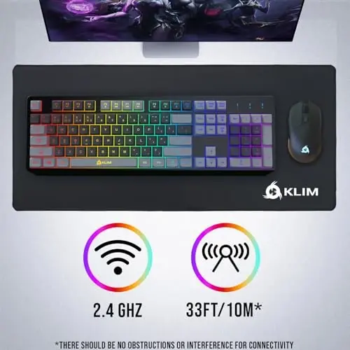 KLIM Chroma simsiz klaviatura – RGB yoritgichli o‘yin klaviaturasi, qayta zaryadlanuvchi batareya, kompyuter klaviaturasi, chidamli va suvga chidamli, PS4, PS5 va Mac bilan mos keladi - Qora - 4
