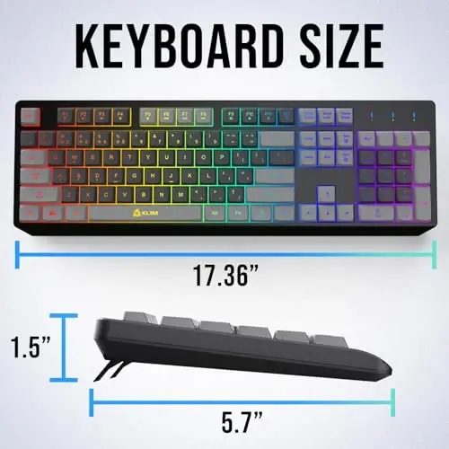 KLIM Chroma simsiz klaviatura – RGB yoritgichli o‘yin klaviaturasi, qayta zaryadlanuvchi batareya, kompyuter klaviaturasi, chidamli va suvga chidamli, PS4, PS5 va Mac bilan mos keladi - Qora - 5