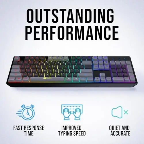 KLIM Chroma simsiz klaviatura – RGB yoritgichli o‘yin klaviaturasi, qayta zaryadlanuvchi batareya, kompyuter klaviaturasi, chidamli va suvga chidamli, PS4, PS5 va Mac bilan mos keladi - Qora - 6