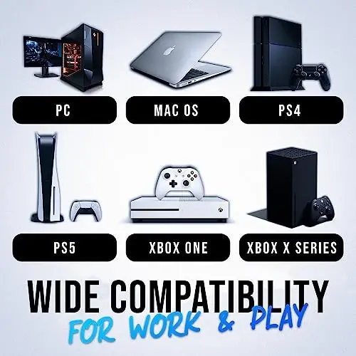 KLIM Chroma White simsiz klaviatura – RGB yoritgichli, qayta zaryadlanuvchi batareya, suvga chidamli bardoshli dizaynli simsiz klaviatura, PC, Mac, PS4, PS5 bilan mos keladi - 6