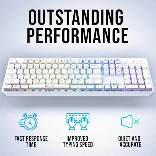 KLIM Chroma White Wireless Keyboard – RGB Backlit, Rechargeable Battery, Wireless Keyboard with Water-Resistant Durable Design, Compatible with PC, Mac, PS4, PS5 - 4