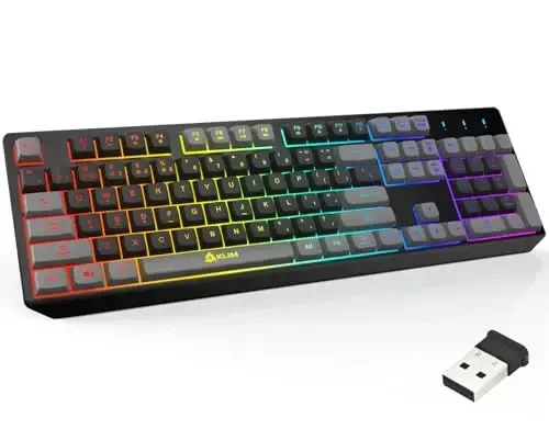 KLIM Chroma Wireless Keyboard – RGB Backlit Gaming, Rechargeable Battery, PC Keyboard, Durable & Water-Resistant, Compatible with PS4, PS5 & Mac - Black - 1