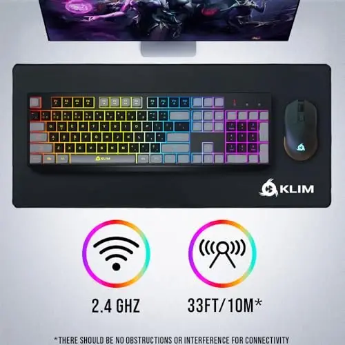 KLIM Chroma Wireless Keyboard – RGB Backlit Gaming, Rechargeable Battery, PC Keyboard, Durable & Water-Resistant, Compatible with PS4, PS5 & Mac - Black - 6