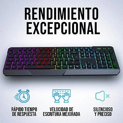 KLIM Chroma Wireless Spanish (España) Keyboard, RGB Backlit Wireless Keyboard, Rechargeable Battery, Quiet, Water-Resistant, Plug & Play for PC, Mac, PS4/PS5 - 4