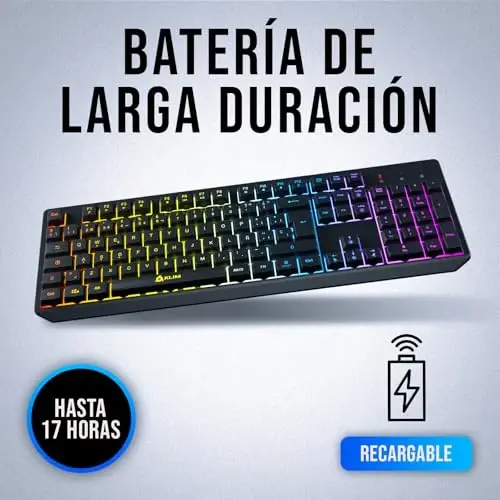 KLIM Chroma Wireless Spanish (España) Keyboard, RGB Backlit Wireless Keyboard, Rechargeable Battery, Quiet, Water-Resistant, Plug & Play for PC, Mac, PS4/PS5 - 3