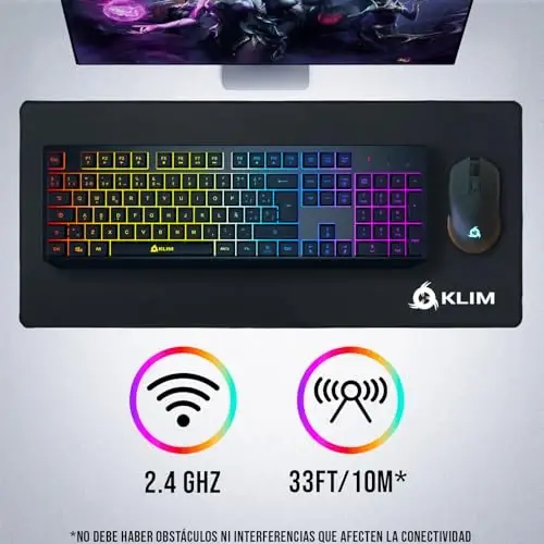 KLIM Chroma Wireless Spanish (España) Keyboard, RGB Backlit Wireless Keyboard, Rechargeable Battery, Quiet, Water-Resistant, Plug & Play for PC, Mac, PS4/PS5 - 6