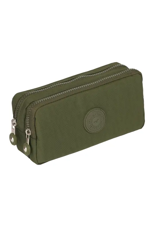 Klinkır Suya Dayanıklı Klinkır Kumaş Yıkanabilir Iki Bölmeli Kalemlik Kalem Kutusu Cüzdan Tipi-haki - RKY SERENITY