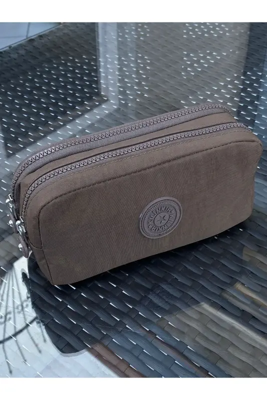 Klinkır Suya Dayanıklı Klinkır Kumaş Yıkanabilir Iki Bölmeli Kalemlik Kalem Kutusu Cüzdan Tipi-kahve - RKY SERENITY