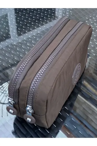 Klinkır Suya Dayanıklı Klinkır Kumaş Yıkanabilir Iki Bölmeli Kalemlik Kalem Kutusu Cüzdan Tipi-kahve - 3