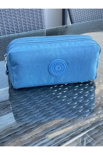 Klinkır Suya Dayanıklı Klinkır Kumaş Yıkanabilir Iki Bölmeli Kalemlik Kalem Kutusu Cüzdan Tipi-kobaltmavi - RKY SERENITY (1)
